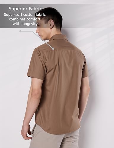 Image of Symbol Premium Men's Cotton Poplin Casual Shirt - Regular Fit | Half Sleeve | Pure Cotton (Available in Plus Sizes)