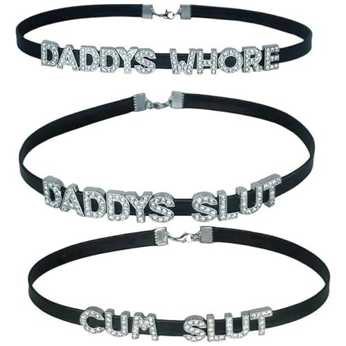 3 Pcs Black Daddy Lingerie Choker Necklaces For Women,Sexy Adult Collars Chokers For Couples,Dad Cosplay Fun Game Accessories Jewelry For Honey Princess Valentine's Day Date