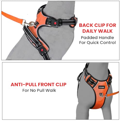 Image of No Pull Dog Chest Belt Harness, Comfortable & Adjustable Size for 5-13 Kg Pet (Orange, Small)