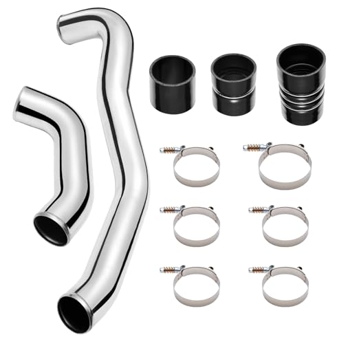 Best Intercooler Boots for 6.4 Powerstroke | Upgrade Now! 15 EVIL ENERGY Intercooler Piping Compatible with 2008-2010 Ford F250/F350/F450/F550 6.4L PowerStroke V8 Diesel, Aluminum Intercooler Pipe Kit Hot Side, Silver