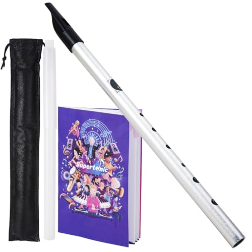 VixxNoxx Irish Tin Whistle in C Key with Music Book & Bag, 6-Hole Traditional Penny Whistle Flute for Adults...