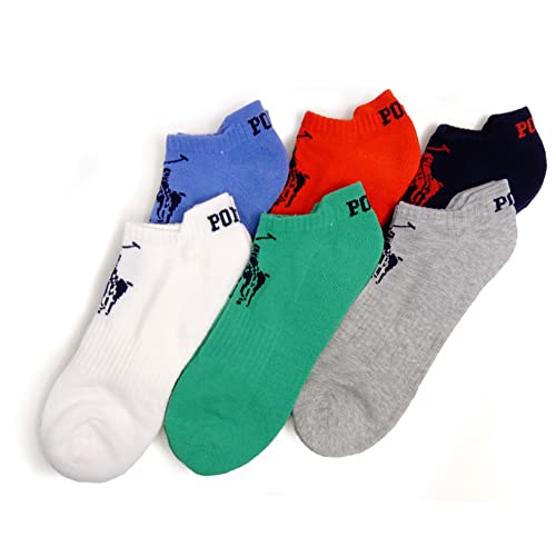 POLO RALPH LAUREN Men's 6-Pack Big Pony Low Cut Ankle Sock, Assorted, 10-13