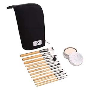 Sfx Essential Makeup Brush Kit – 12 Piece Makeup Brush Set With Soap Cleaner With Vanilla Fragrance Brush And Bag D