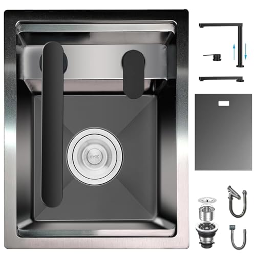 折りたたみ式蛇口付き隠しキッチンバーキッチンシンク、小型RVや調理エリア用のステンレススチール製アンダーマウントワークステーション