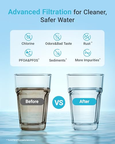 Image of AQUA CREST AQF-FF19C Replacement for GE RPWFE, RPWF (with CHIP) Refrigerator Water Filter, Compatible with GYE22HMKES, GYS22GMNES, GYE22HBLTS, DFE28JSKSS, GFE28HMHES, GNE29GYNFS, 2 Filters