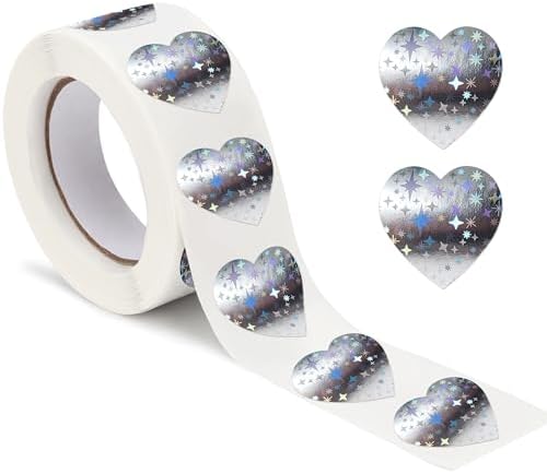 500 Self-Adhesive Foil Heart Stickers – 8 Styles, 1-Inch Glitter Labels For Rewards & Crafts