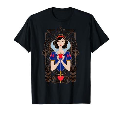 T-shirt Snow White Disney Princess Art déco moderne en coton col rond doux