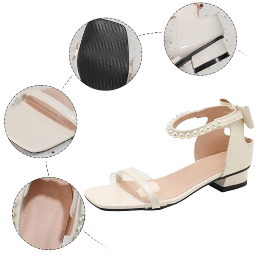 IWIHMIV Low Heel Sandals for Girls Summer Sandals for Girls Square Toe Ankle Strap Dress Wedding Party Shoes2