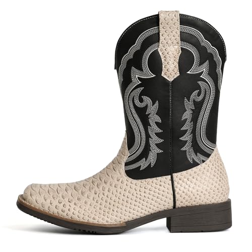 Image of IUV Cowboy Boots for Men Western Boots Square Toe Mid Calf Cowboy Boot