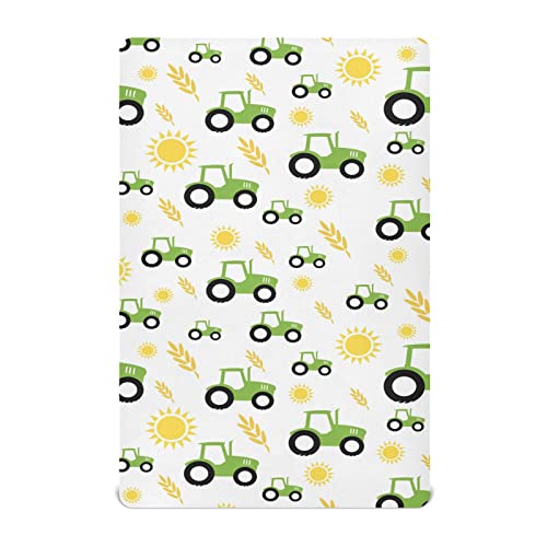 Image of Tractor Farm Crib Sheets Soft Breathable Fitted Baby Crib Sheets Mattress Cover for Girl Boys, 52 inch x 28 inch x 9 inch