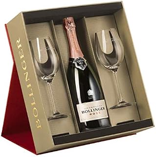 Bollinger Rose Champagne in Gift Box with Two Flute Red NV 75 cl