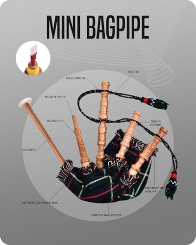 Mini Miniature Bagpipe, Rosewood Bagpipe for Beginners (Mackenzie)