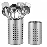 Dulynva Juego de 2 Bote Utensilios Cocina Porta Utensilios de Cocina de Acero Inoxidable Escurridor Cubiertos Redondo Soporte utensilios cocina Escurre Cubiertos Bote para Cajones Encimeras