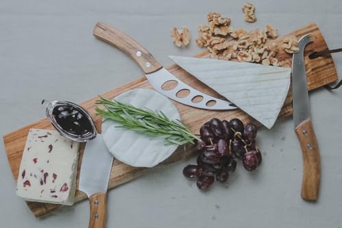 Artesà Cheese Knife Set with Acacia Wood Handles in Gift Box, Stainless Steel, 3 Pieces, Brown/Silver, 19 cm - Image 4