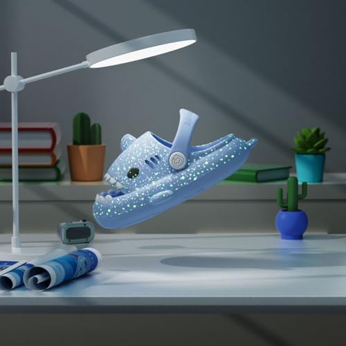 Generic Kids Shark Slides Glow in The Dark, Cloud Shark Slides Angler Fish Slides Glow in the Dark, Luminous Shark Slippers, Blue3