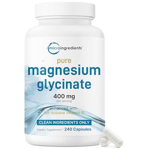 Micro Ingredients Pure Magnesium Glycinate 400mg Per Serving, 240 Capsules | Chelated Mineral Supplements with Elemental Form | Non-GMO, Filler Free