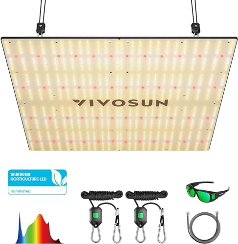 VIVOSUN VS4000 LED Grow Light with Samsung LM301 Diodes &Brand Driver Dimmable Lights Sunlike Full Spectrum with Grow Room Glasses for Seedling Veg & Bloom Plant Grow Lamp for 4x4/5x5 Grow Tent