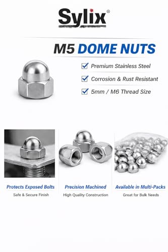 Image of SYLIX 5MM Stainless Steel Hex Dom Nut (100 PCS)