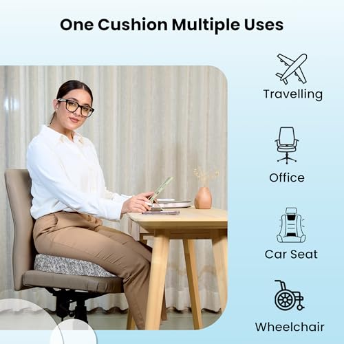 Image of CareFoam Coccyx Seat Cushion Memory Foam for Tailbone Pain Relief | Orthopedic Sciatica & Back Support Pillow for Office Chair, Car Seat, Wheelchair | U Shape Ergonomic Design, Washable Cover