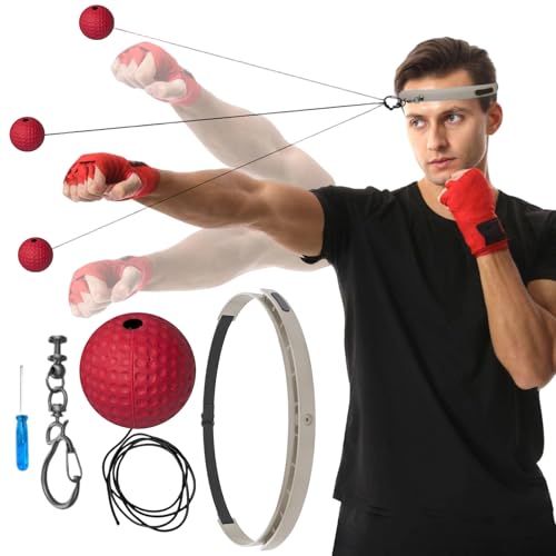 Mimoqk Boxing Reaktionsball Training - Reaktion Fitness Training,Box Ball mit Kopfband - für Schlafzimmer Reisen Wohnheim Fitnessstudio Männer Frauen Anfänger Sportbegeisterte
