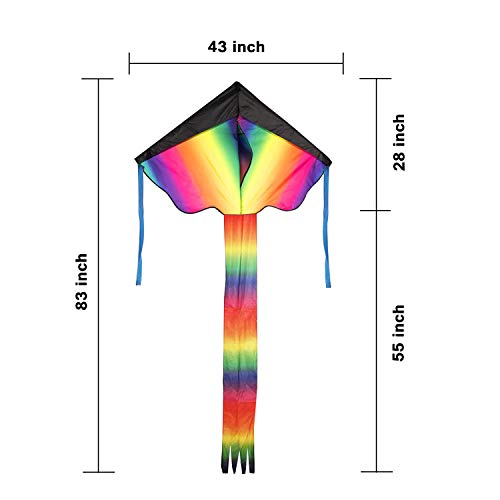 Homdipoo Rainbow Kite Mollusc Octopus Kite 2Pack Easy To Fly Kites For Kids Ages 4-8 And Kites For Adults Kite With 2Handle 300Ft Kite String For Beginner Outdoor Beach Kite (Mul+Blue) #TOP2