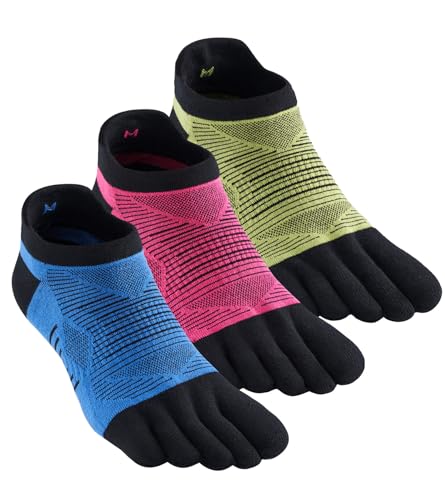 Toe Socks for Men and Women Coolmax Five Finger No Show High Performance Athletic Running 3 Pairs
