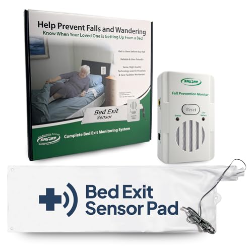 Smart Caregiver Bed Alarm for Elderly Adults – Fall Prevention System with 10"x30" Weight-Sensing Bed Pad – Automatically Alerts Caregiver When They Get Up