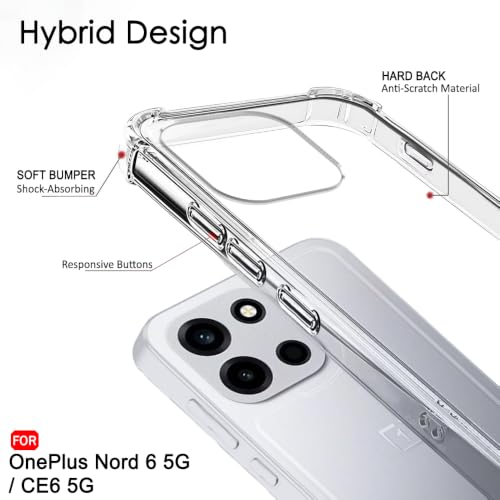 Image of TheGiftKart Crystal Clear Back Cover Case for OnePlus Nord 6 5G / CE 6 5G | 360 Degree Protection | Shock Proof Design | Hard Back Cover Case for OnePlus Nord 6 / CE6 5G (PC & TPU, Transparent Bumper)