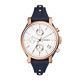 Fossil Women's Original Boyfriend Quartz Stainless Steel and Leather Chronograph Watch, Color: Rose Gold (Model: ES3838)