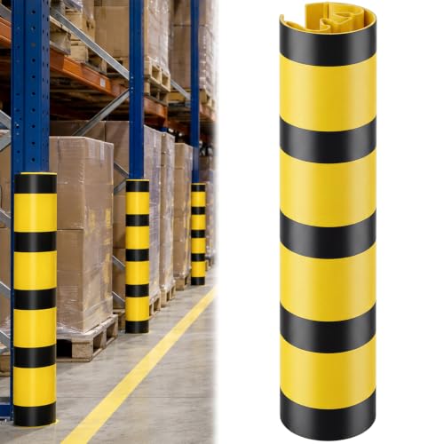 Image of Forklift Column Protector 4-Pack - 23.6 inch x 4.72 inch Warehouse Rack Safety Guard for 80-100mm Posts - High Visibility Impact Protection for Industrial Warehouse & Parking Garage