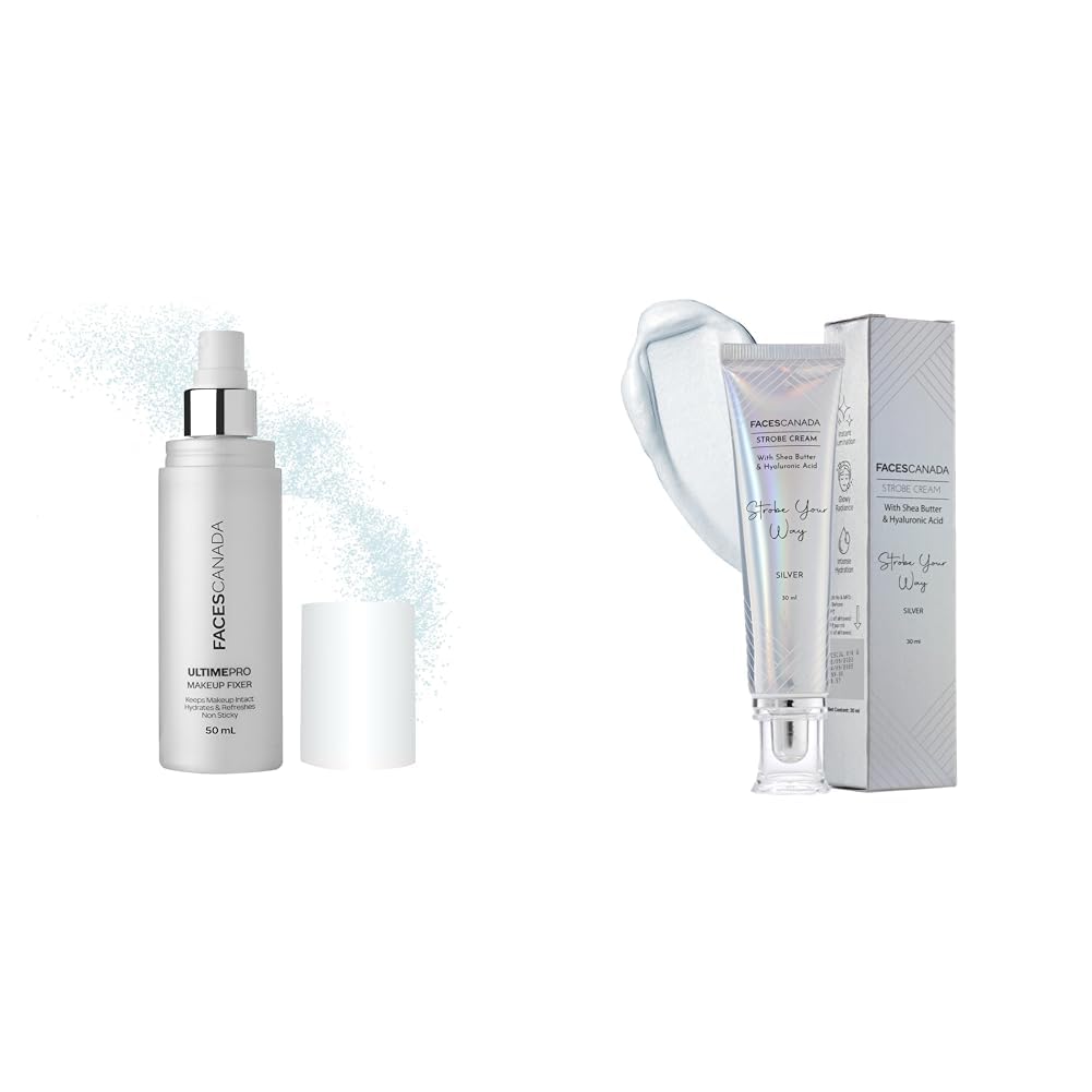 FACESCANADA Ultime Pro Makeup Fixer 50 Ml And Faces Canada Strobe Cream - Silver 30Ml