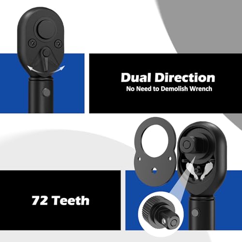 Qoobly 3Pcs Torque Wrench Set - 1/4 3/8 1/2 Inch Drive Torque Wrench 5-25N·m 10-60N·m 20-220N·m - 72 Teeth Dual-Scales ±3% Accuracy Dual-Direction Adjustable Torque Wrenches for Bike Motorcycle Truck 4 Qoobly 3Pcs Torque Wrench Set - 1/4 3/8 1/2 Inch Drive Torque Wrench 5-25N·m 10-60N·m 20-220N·m - 72 Teeth Dual-Scales ±3% Accuracy Dual-Direction Adjustable Torque Wrenches for Bike Motorcycle Truck - Image 4