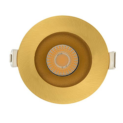 Perlglow 2 inch Round Brushed Brass Downlight Luminaire, LED Recessed