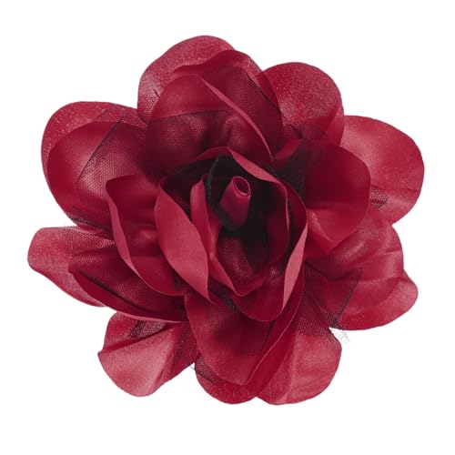 Image of M METERXITY Large Women's Brooches Lapel Pin, Lapel Pins Dainty Satin Fabric Big Camellia Flower Hair Clip Dancer Pin Up for Hats /Parties /Clothes