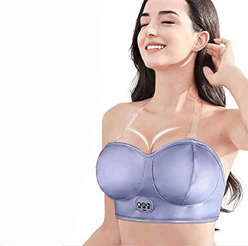 Electric Breast Massager-Breast Enhancer Massage Bra -USB Charging Bra,Intelligent Heating Soothing Chestaches Pains, Multi-Functional Massage for Improve Breast Health(Blue)