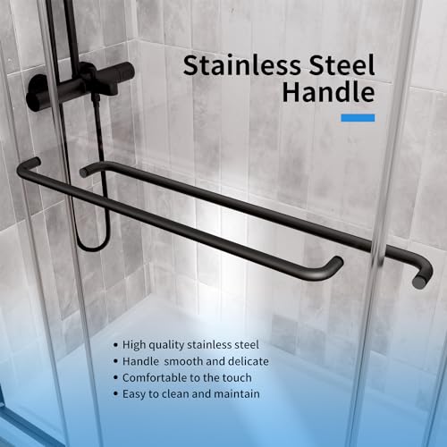 Royal Guard Shower Door,Royal Guard 44-48 Inch W X 70 Inch H Semi-Frameless Double Sliding Glass Shower Door With 1/4'' (6Mm) Clear Sgcc Tempered Glass,Bypass Shower Enclosure,Matte Black thumb #3