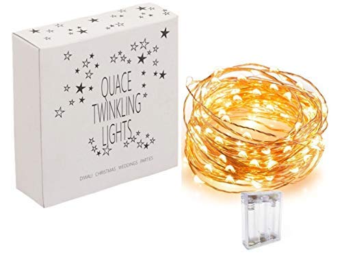 Quace Copper String Led Light 10M 100 LED Battery Operated Wire Decorative Fairy Lights Diwali Christmas Festival - Warm White