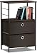 Sorbus Nightstand 2-Drawer Shelf Storage - Bedside Furniture & Accent End Table Chest for Home, Bedroom, Office, College Dorm, Steel Frame, Wood Top, Easy Pull Fabric Bins (Brown)