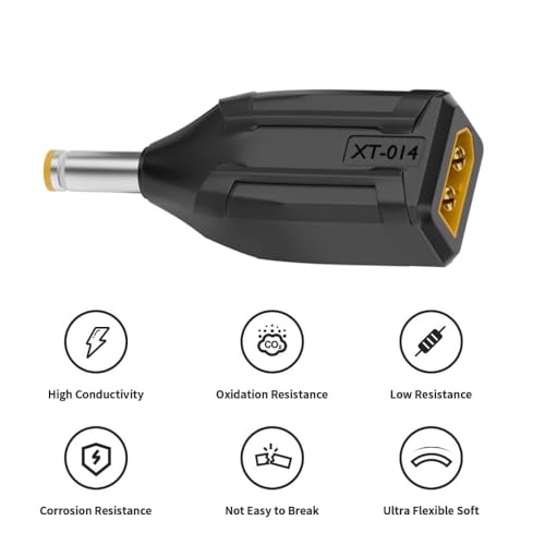 CY Adaptador XT60 macho SC100 para conector DC 5,5 x 2,5 mm macho, adaptador de carregamento rápido