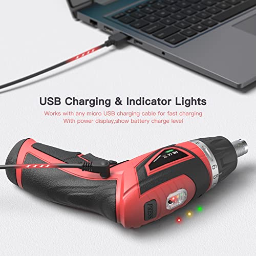 Akkuschrauber Hancaner Akku-Schraubendreher-Kit Akku-Schraubendreher mit LED-Licht 6+1 Drehmomenteinstellung 200 U/min… – Bild 5