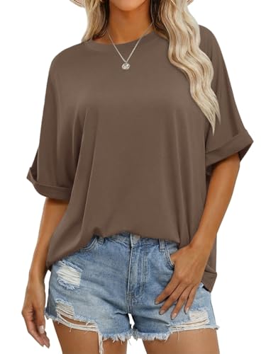 Cicy Bell Damen Oversize T Shirt Rundhals Kurzarm Tops Sommer Casual Loose Fit Oberteile Bluse.