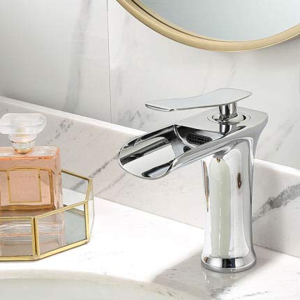 Mitigeur de salle de bain robinet cascade chrome eau chaude froide pour évier et lavabo