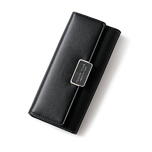 Preisvergleich Produktbild Geldbörse Damen IHRKleid® Elegant Leder Geldbeutel Süß Portemonnaie (Schwarz)