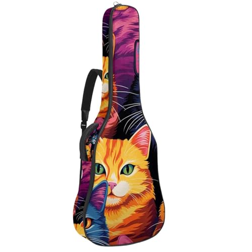 Sac pour guitare acoustique étanche motif chat coloré pour guitare 41 pouces