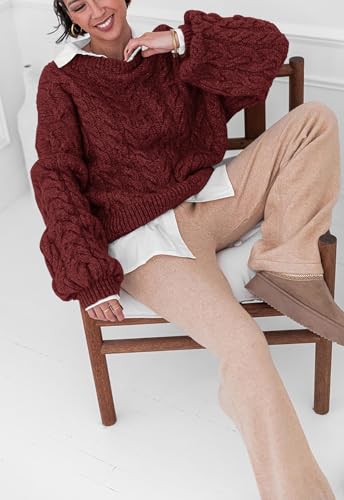 PRETTYGARDEN Womens Sweaters Spring 2026 Cable Knit Long Sleeve Crewneck Oversized Sweater Chunky Pullover Loose Outfits - Image 7