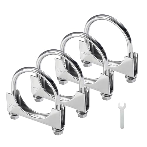 Image of EVIL ENERGY 2.5 inch Heavy Duty U Bolt Exhaust Clamp, 2 1 /2 Inch Stainless Steel U Muffler Clamps, Saddle Style, 4PCS