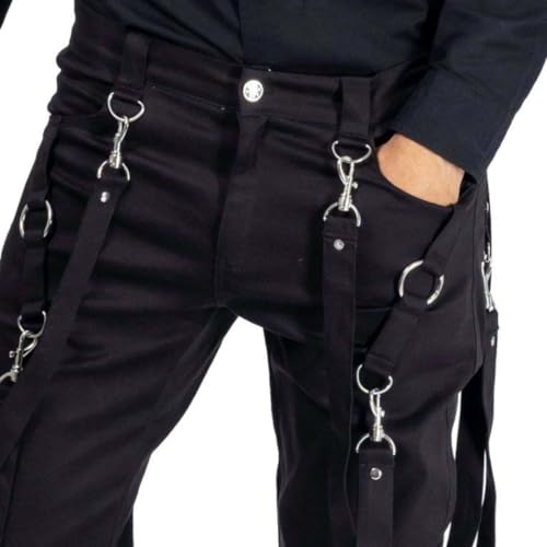 Generic Mens Black Gothic Bondage Steampunk Punk Morte Pants Buckle Chain Straps Trousers3
