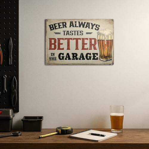 MOLESS 12x8″ Bar Sign | Vintage Man Cave Decor, Better in the Garage, 2452 — view 2