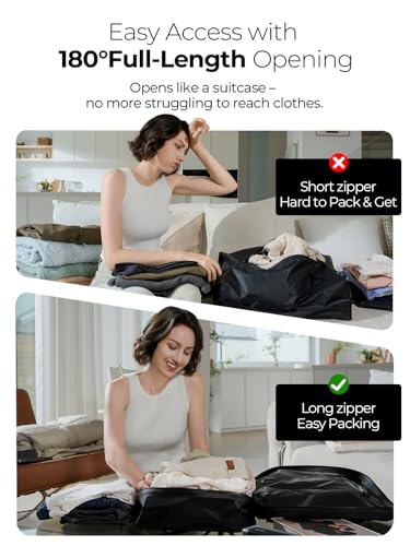 Vacuum Bags for Travel with Wireless Pump, 180° Open Zipper, IP67 Waterproof, Reusable Space Saver Compression Bags for Backpack, Suitcase, Home Storage(2 Pack + Pump)2