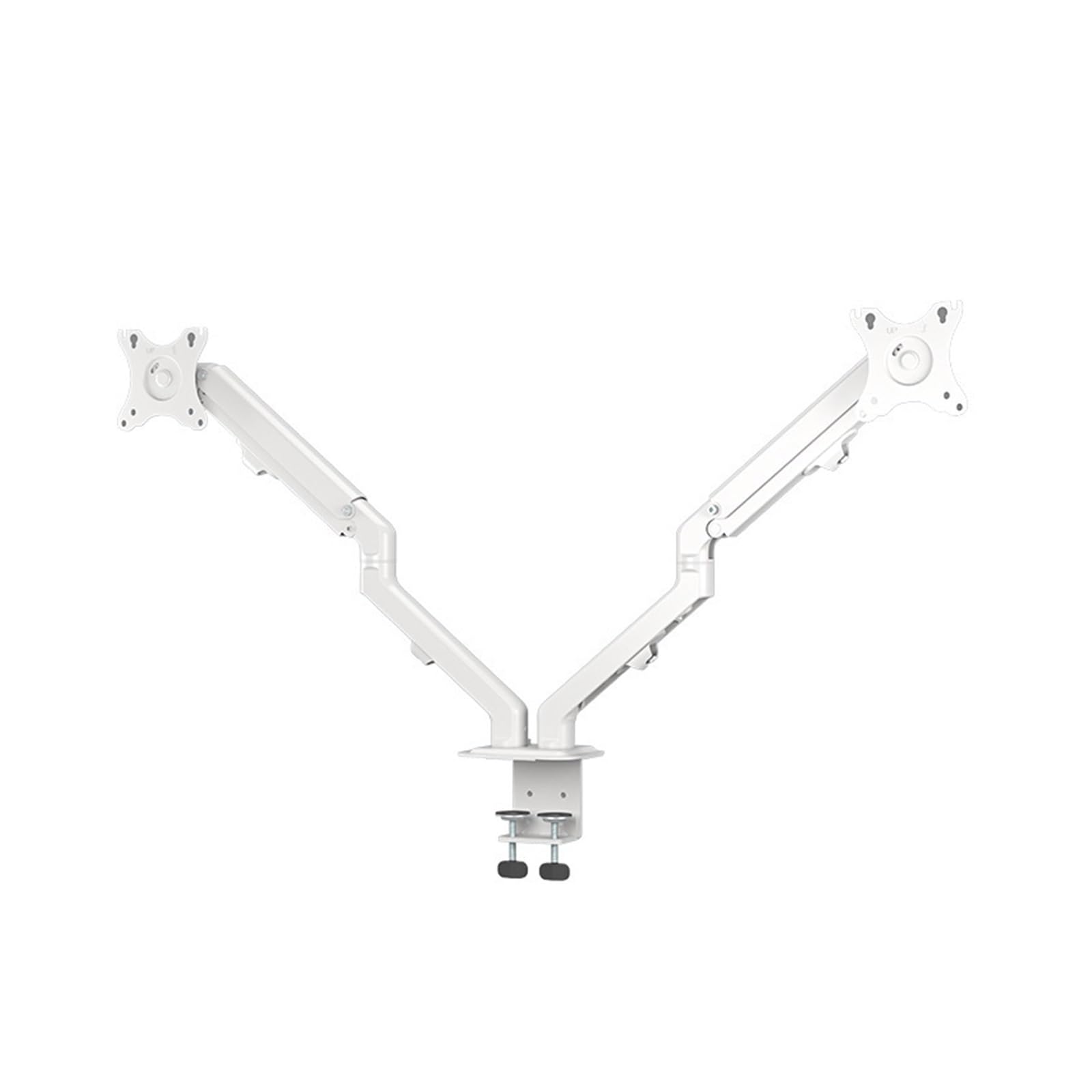 Soporte de pantalla doble T6-2W blanco para dos monitores de escritorio giratorio